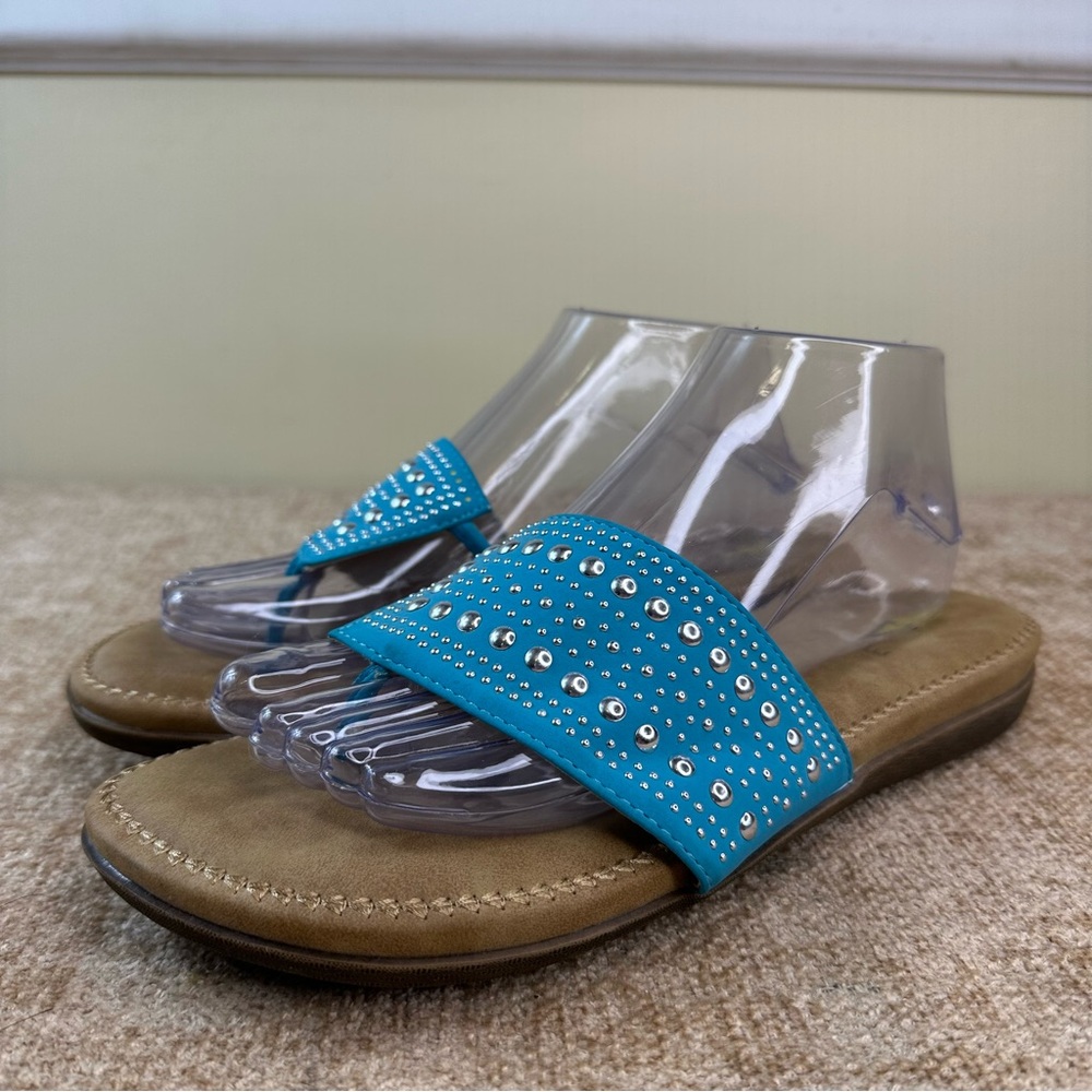 Volatile Temptress Teal Studded Toe-Thong Sandals Women’s Size 10 - Picture 2 of 13